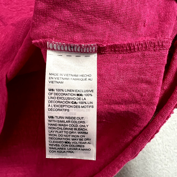 Chicos Tee Womens 3 US XL Pink Linen Knit Top Short Sleeve Pullover Embroidery - Picture 5 of 10
